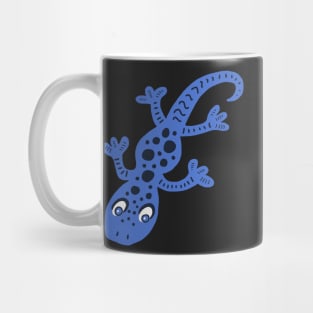 Blue Gecko Lizard Drawing with Spots Mug